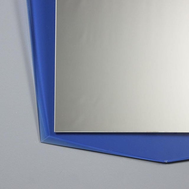Vintage Rectangular Mirror with Blue Glass Frame, 1960s For Sale - Image 5 of 11
