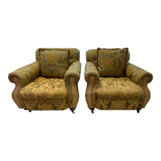 Mid 20th Century Edward Ferrell English Roll Armchairs Inspired Upholstery George Smith Style- Set of 2 For Sale