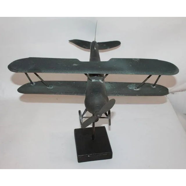 1930s 20th Century Patinaed Copper Airplane Weather Vane, Rare For Sale - Image 5 of 7