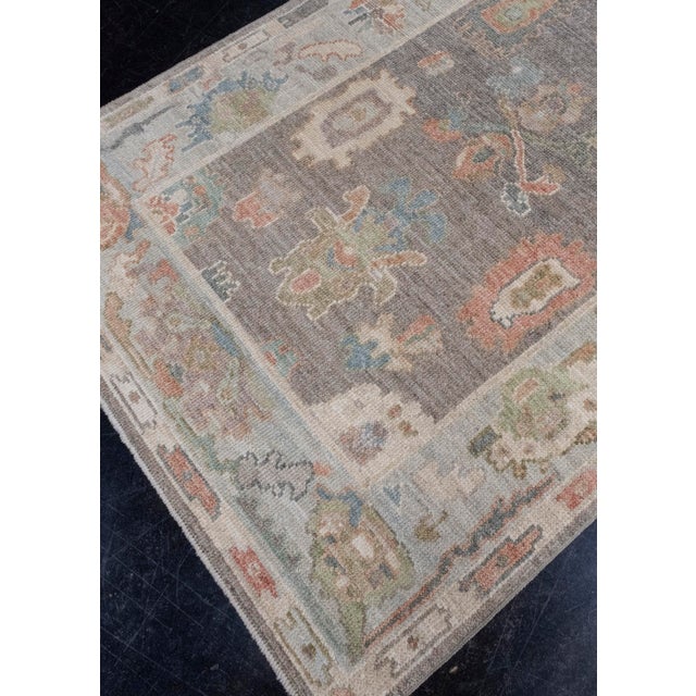 Gray Turkish Oushak Rug Gray Multi Color Hand Knotted Wool Rug 4' X 6'1" For Sale - Image 8 of 8