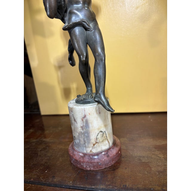 19th Century Italian Grand Tour Patinated Bronze Figure "Follower of Bacchus" on the Marble Base For Sale - Image 4 of 12