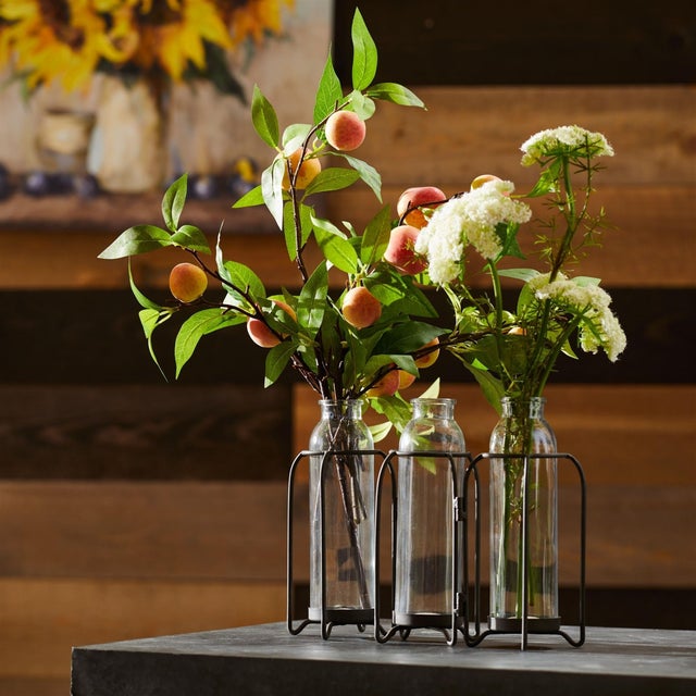 Rustic Peach Fruit Foliage Branch (Set of 6) For Sale - Image 3 of 5