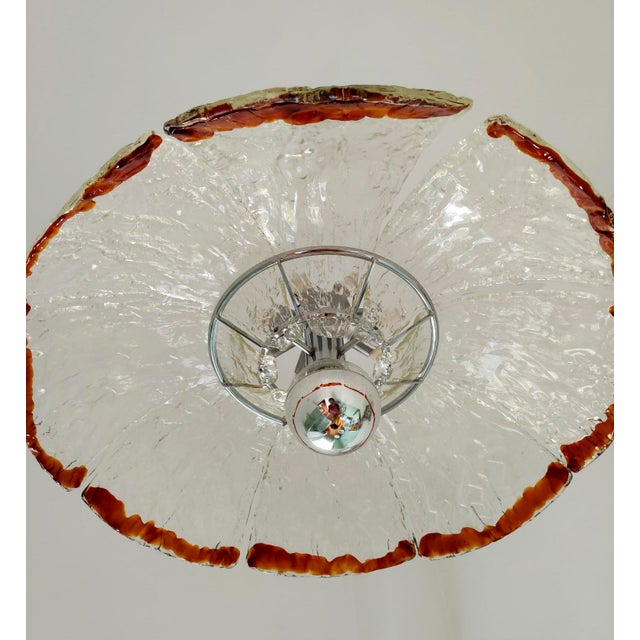 Murano Glass Pendant Lamp with 8 Petals attributed to Carlo Nason for AV Mazzega, 1970s For Sale - Image 9 of 11