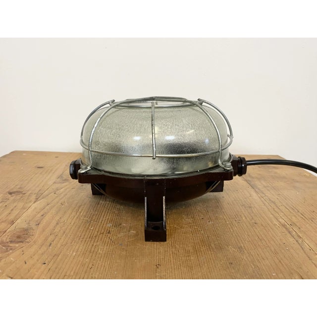 Brown Industrial Bakelite Wall or Ceiling Light, 1970s For Sale - Image 4 of 12