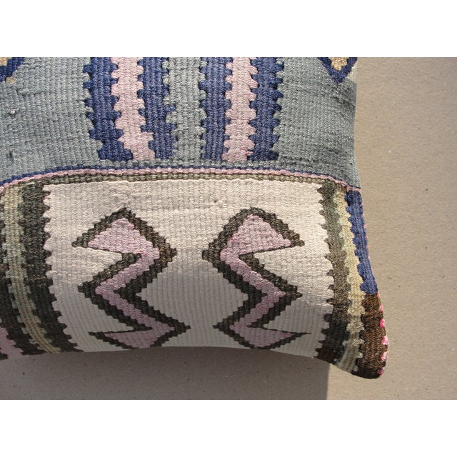 Baby Blue Kilim Rug Pillow Cover For Sale - Image 8 of 10