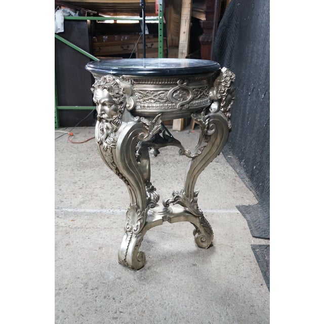 Late 20th Century Royal Bronze Studio Neoclassical Greek God Marble Pedestal Table Plant Stand 33" For Sale - Image 9 of 18
