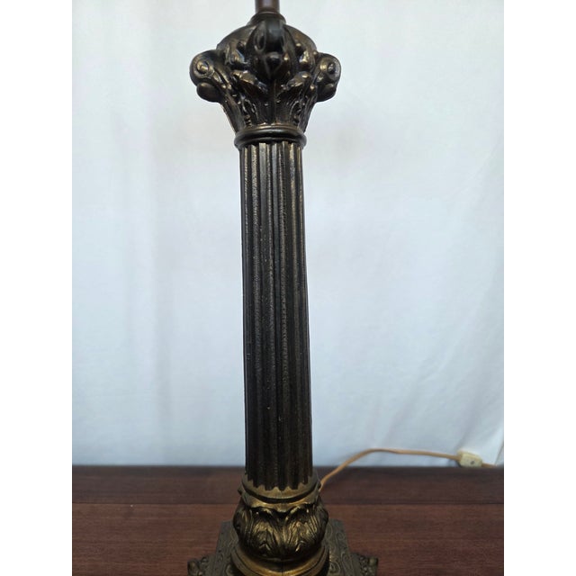 Early 20th Century Antique Neoclassical Brass Spelter Boudoir Table Lamp For Sale - Image 5 of 9