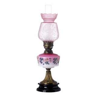 20th Century Oil Lamp in Opal Glass For Sale