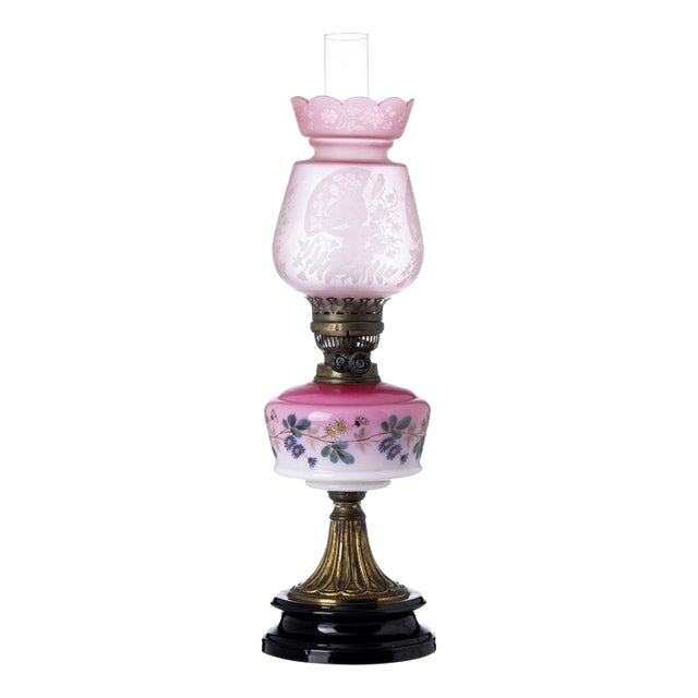 20th Century Oil Lamp in Opal Glass For Sale