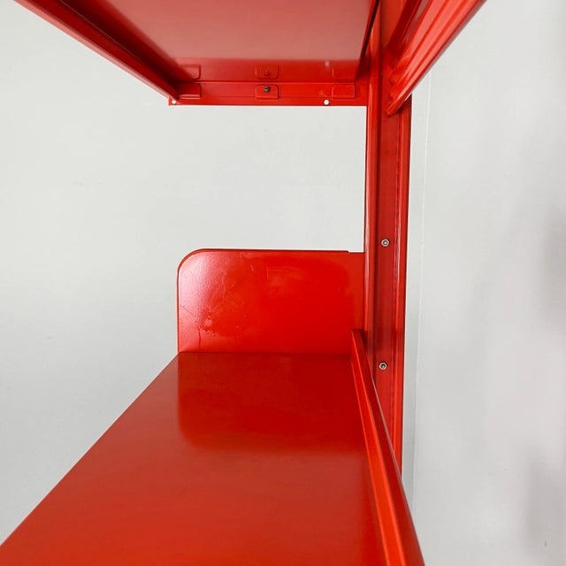 Industrial Modern Italian Orange Metal Bookcase Congresso by Lips Vago, 1970s For Sale - Image 11 of 18