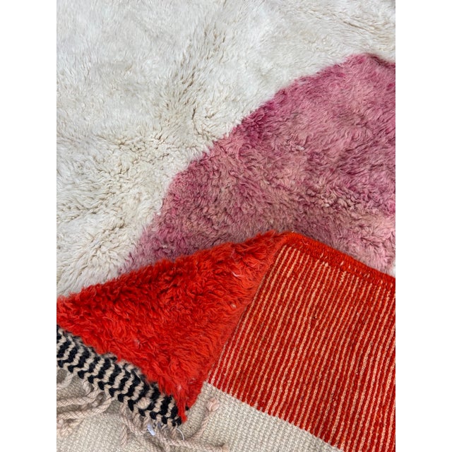 Hand-Knotted Moroccan Beni M'rirt Berber Rug — Geometric Color Block Wool on Ivory — 6'6" X 9'10" For Sale - Image 12 of 12