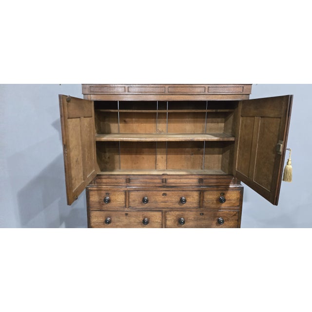 Brown Georgian Oak and Elm Livery Cupboard, 1750s For Sale - Image 8 of 13