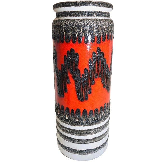 1960s 1960s Mid Century Fat Lava Abstract Floor Table or Umbrella Holder Texture German Pottery Vase For Sale - Image 5 of 9