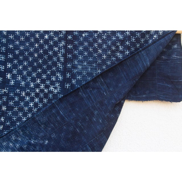 1970s Constellations Indigo Mud Cloth Throw For Sale - Image 5 of 6