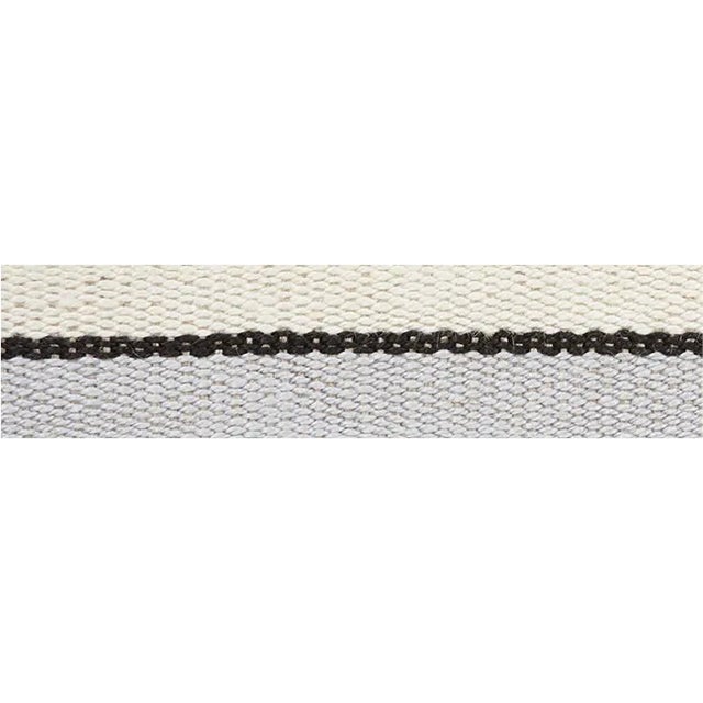 Sample - Schumacher Ile Saint-Louis Narrow Tape in White Black & Silvery Blue For Sale