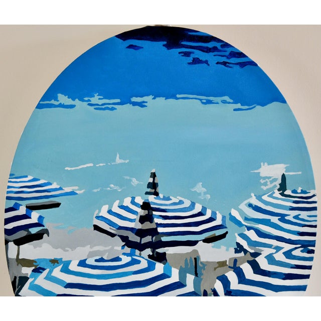 Carole Grandgirard, Parasols Blue Dream Viviane, 2020s, Oil on Canvas For Sale - Image 4 of 5