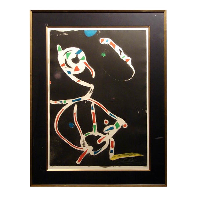 Joan Miro"La Traca" Color Etching and Aquatint With Beautiful Frame Hand Signed For Sale