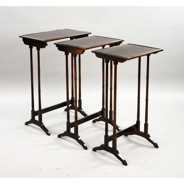 Edwardian Mahogany Nesting Tables, 1900, Set of 3 For Sale - Image 4 of 9