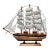 Americana Nautical Wooden Decorative Clipper Tall Ship Model, Black, White & Brown For Sale