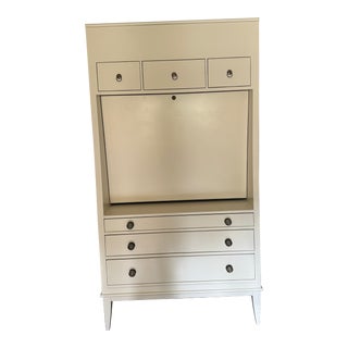 Thomas O'Brien Cream With Dark Wood Secretary For Sale