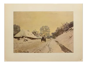 1950 After Claude Monet "A Cart on a Snowy Road at Honfleur" First Edition Parisian Print