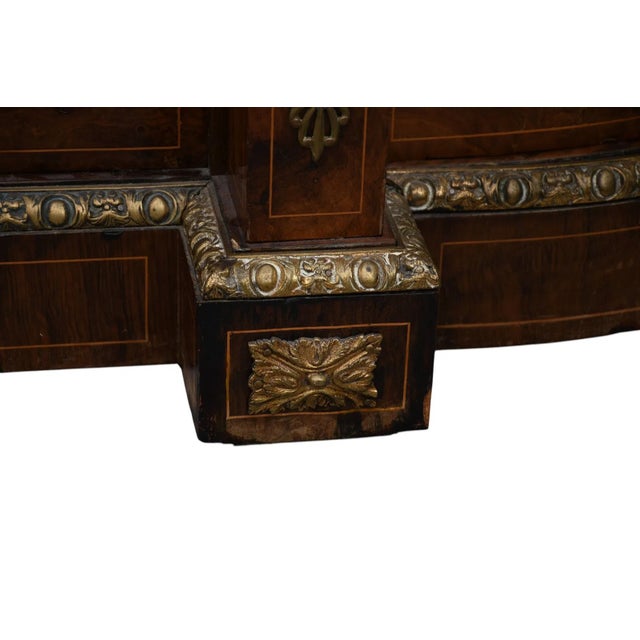 Mid 19th Century Mid 19th Century Burr Walnut English Credenza Bronze Ascents Limoes Plack For Sale - Image 5 of 12