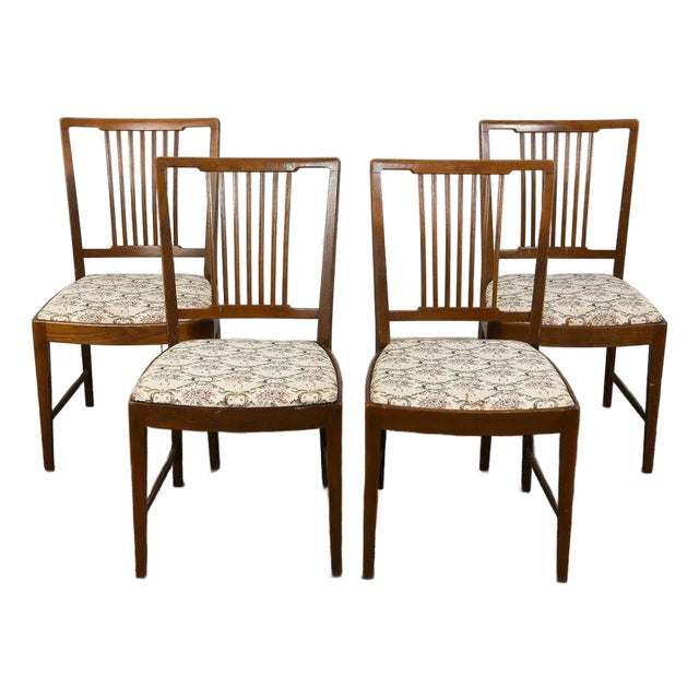 1970s Set 4 Teak Scandinavian Danish Modern Style Dining Chairs For Sale
