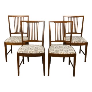 4 Teak Scandinavian Danish Modern Style Dining Chairs Set For Sale