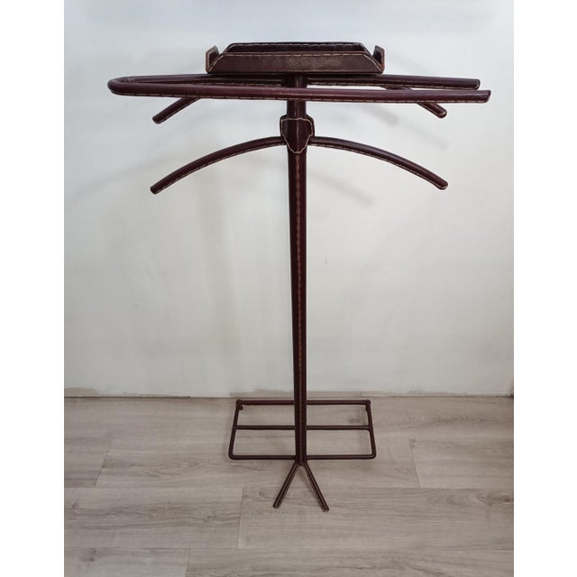 Leather Sheathed Bedroom Valet by Jacques Adnet, 1950s For Sale - Image 3 of 14