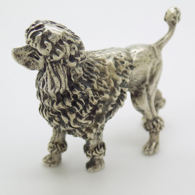 Vintage Italian Handmade Genuine Silver Poodle Dog Large Detailed Solid Figurine For Sale - Image 4 of 11