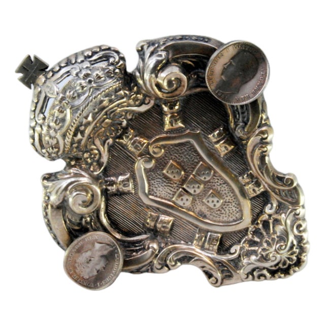 Silver Ashtray with the Coat of Arms of Portugal For Sale