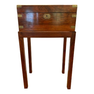 Antique English Mahogany Campaign Writing Box on Stand For Sale