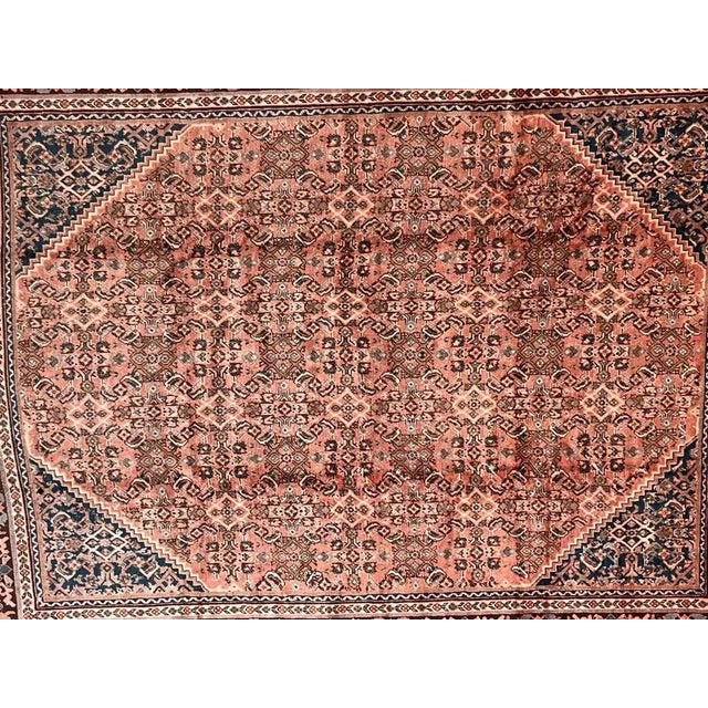 Wool pile genuine hand made vintage Persian Sultanabad -