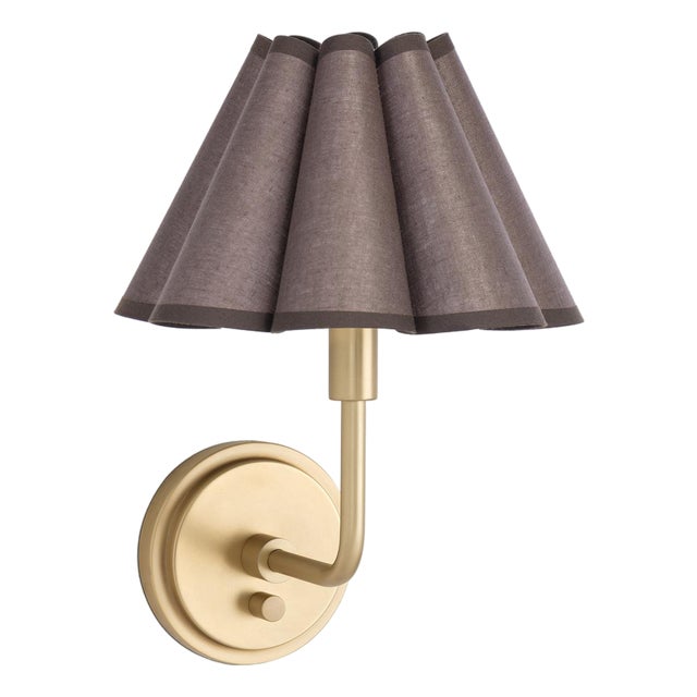Polly Sconce Single, Natural Brass with Umber Scalloped Shade For Sale