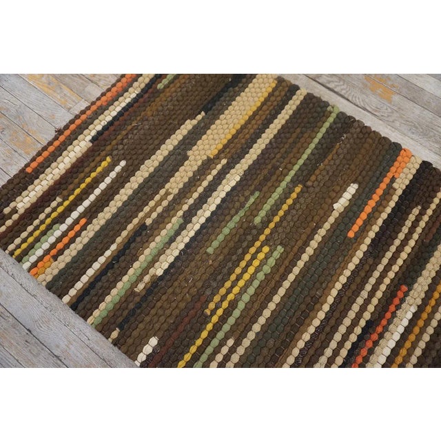 1930s Multicolor Stripe Folk Art Antique American Braided Rug 2'9'' X 13' Wool Carpet Runner For Sale - Image 12 of 15