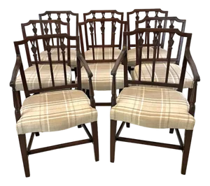 Antique George III Mahogany Dining Chairs, 1710, Set of 8
