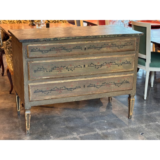 Neoclassical 18th Century Italian Neoclassical Painted Chest For Sale - Image 3 of 13