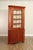 Custom Quality Two-Piece Poplar Corner Cupboard with Glass Door Opening to Painted Interior and Wooden Shelves, Over...