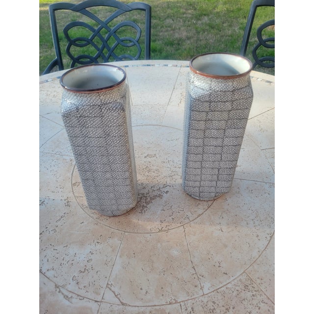Set of Two Mid 20th Century Asian Vases With a Fish Scale Pattern Vases For Sale - Image 11 of 11