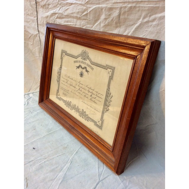 French Early 20th Century French Wood Framed Order of Maritime Merit Certificate For Sale - Image 3 of 12