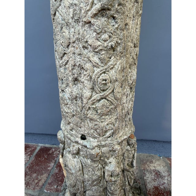 50s Classical Column Pedestal Concrete Stone Architectural Salvage Bird Bath Stand Vintage For Sale - Image 11 of 18