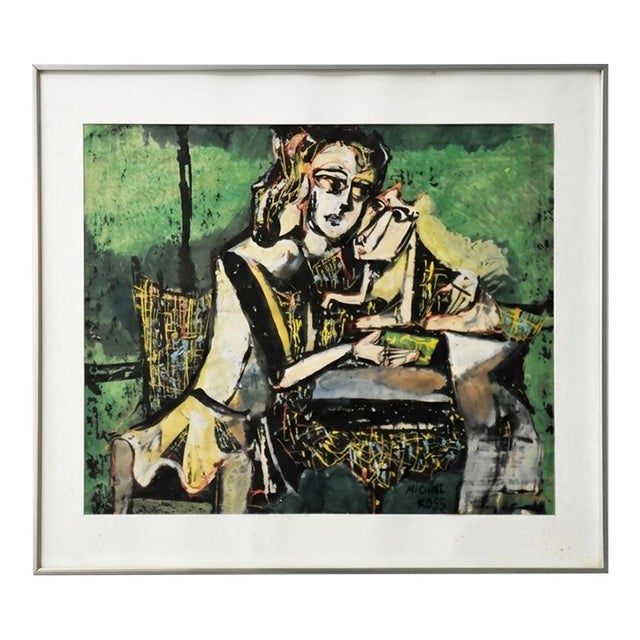 1970s Michael Ross Abstract Watercolor Painting For Sale