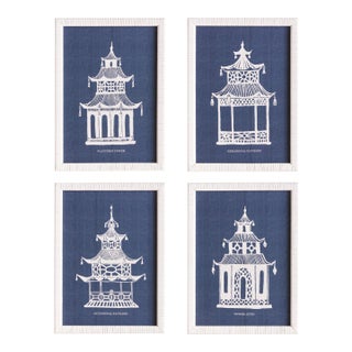 Traditional Pagoda Study, Set Of 4 For Sale