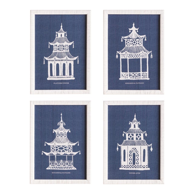 Traditional Pagoda Study, Set Of 4 For Sale