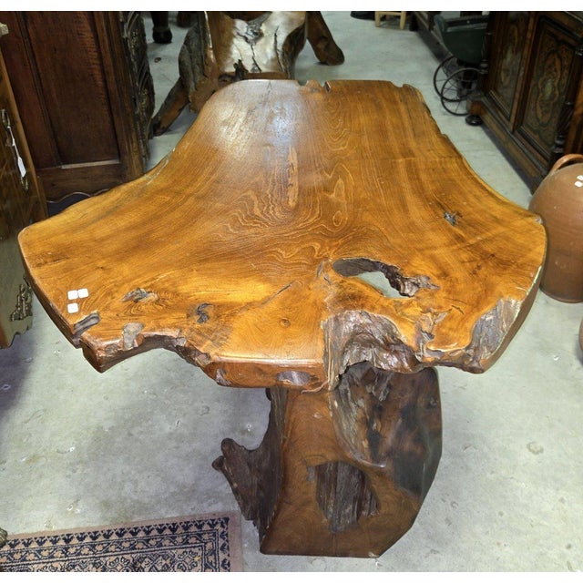 Rustic Carved Olive Wood Table Made from a Root, 1920s For Sale - Image 3 of 5