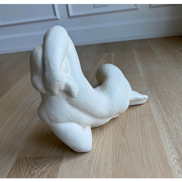 Waylande Gregory Signed 1970s "Reclining Nude" by Waylande Gregory Textured Porcelain Sculpture for Museum Pieces, Inc. (m.p.i.) For Sale - Image 4 of 11
