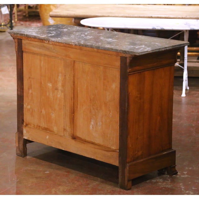 19th Century French Louis Philippe Burled Mahogany Commode With Marble Top For Sale - Image 9 of 9