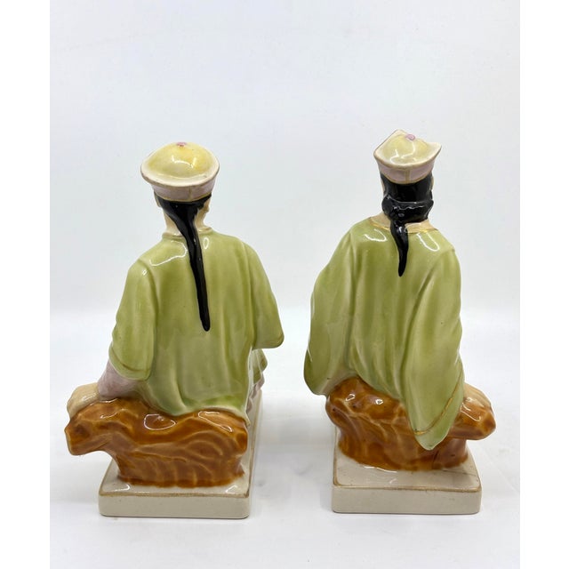 Vintage Mid Century Asian Man and Woman Bookends/ Decorative Figurines- A Set For Sale - Image 9 of 12