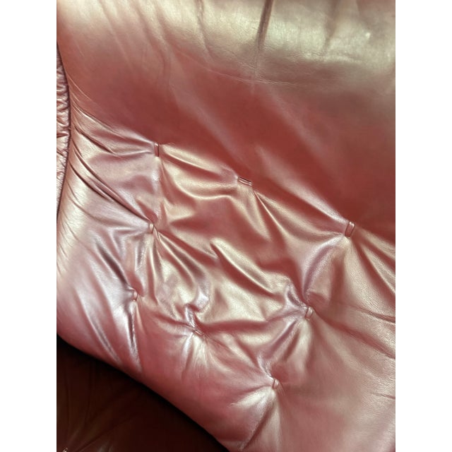 Vintage Stressless Ekornes MCM Burgundy (Red-Brown) Leather Lounge Chair & Ottoman For Sale - Image 9 of 12