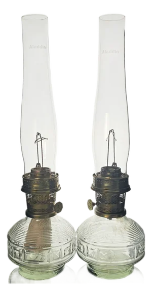 Aladdin Model 23 Glass & Brass Oil Lamps – Pair With Original Chimneys